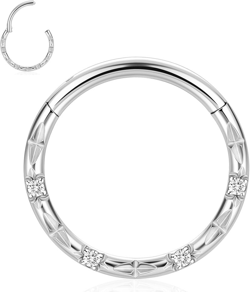 FUNLMO Store 316L Surgical Steel Septum Ring Nose Ring Hoop Hypoallergenic Daith Cartilage Conch Tragus Rook Earlobe Piercing Jewerly for Women Men - Image 1